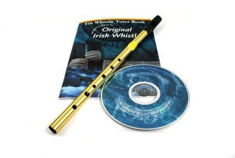 Quality Feadog Triple Pack, Brass D whistle, Tutor Book and Accompanying CD - 1to1 Music