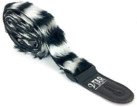 VTAR Vegan Faux Fur Guitar Straps Acoustic, Electric, Bass (Zebra)