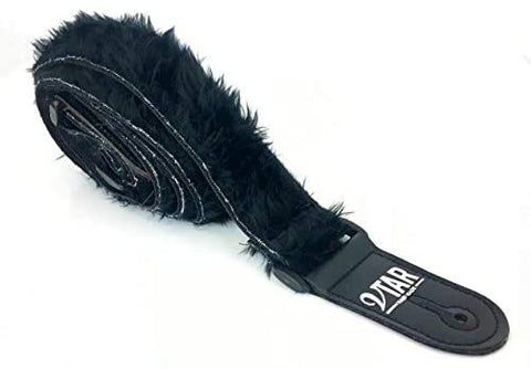 VTAR Vegan Faux Fur Guitar Straps Acoustic, Electric, Bass (Black)