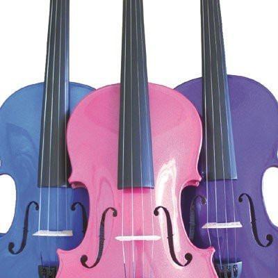 Rainbow Fantasia Coloured Student Violin Outfit, SIZE 1/2, Pink - 1to1 Music