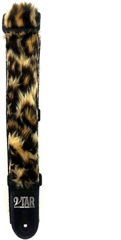 VTAR Vegan Faux Fur Guitar Straps Acoustic, Electric, Bass (Leopard)