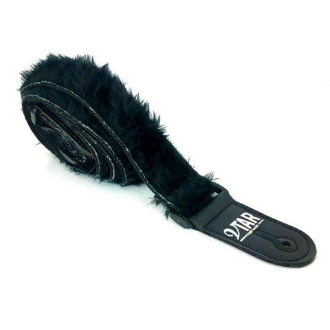 BLACK VTAR VEGAN FAUX FUR GUITAR STRAPS ACOUSTIC, ELECTRIC, BASS (UK MADE)