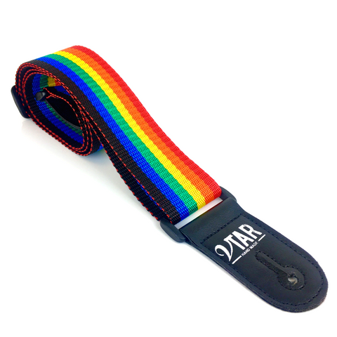 Vtar Vegan Rainbow Print Canvas Guitar Strap with Adjustable Length - 1to1 Music