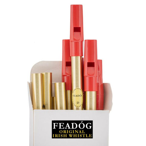 Brass D Red Top - Feadog D Irish Tin Penny Whistle - (Box of 10)