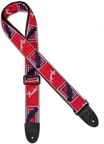 Fender Monogrammed Strap, Fully adjustable length (36",58"), Red/Black/Blue