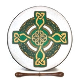 Handmade Dannan 16" Vegan Bodhran Hand Drum - Carndonagh Cross