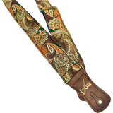 The Whiskey River Brown Paisley Guitar Strap - Vtar Vegan Guitar Straps