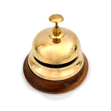 The Ventiano Brass Desk Bell with Wooden Base for Reception Call Bell Ideal for Hotels, Schools and Restaurants