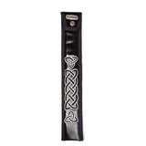 Nickel Tin Whistle in key of C by Feadog with Handmade Irish Whistle Case/Sleeve by Dannan in Black Vegan Leather with Celtic Embroidery