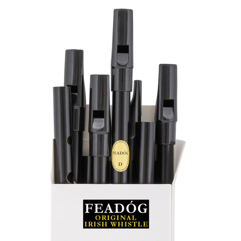 Brass D - Feadog Irish Tin Whistle - Black (Box of 100)
