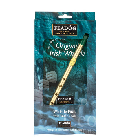 Feadóg Brass D Whistle with Tutor Book