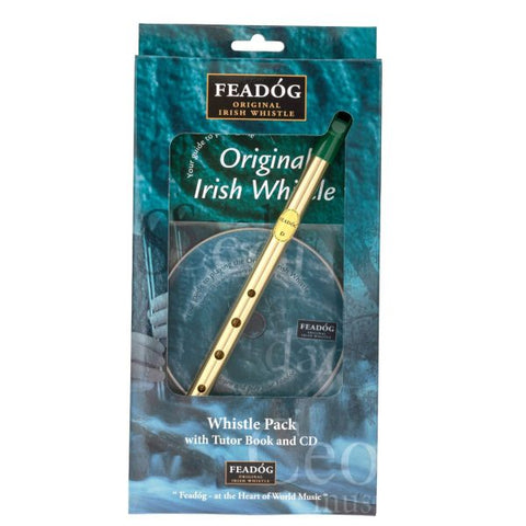 Tin Whistle Feadog Brass D Whistle with Book & CD