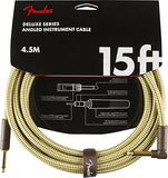 Fender 990820086 Deluxe Series Instrument Cable - 15 ft – STR/ANG – Tweed, 4.5m