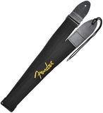 Fender Guitar Strap, Polyester Webbing with Yellow Logo, Adjustable 33”-53”, Black, 990662070