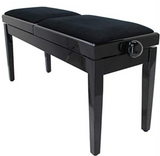 LEGATO DUET Adjustable Duet Piano Stool with Black Leatherette Top, Polished Ebony