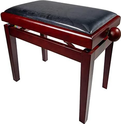 LEGATO Adjustable Piano Stool with Black Velvet Top, Satin Sapele