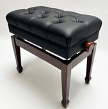 Steinhoven “SYMPHONY” Adjustable Piano Stool With Book Storage, Polished Walnut, Black Top
