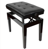SONATA Adjustable Piano Stool, Black Leatherette Top, Plastic Handles, Polished Black