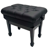 GLISSANDO Hydrolic (gas lift) Piano Stool, Black Vinyl Top, Satin Black
