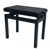SONATA Adjustable Piano Stool, Black Leatherette Top, Plastic Handles, Polished Black