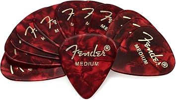 Fender Premium Celluloid Guitar Picks 351 Shape, Red Moto, Medium, 12-Pack, 1980351809 /