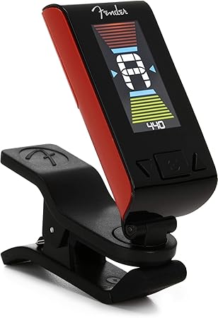 Fender Original Tuner (BQ 10), Bright LCD Screen, Vibration-Based Chromatic Tuning, Fiesta Red, 0239979005