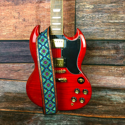 The Teal and Purple Floral Aztec Strap