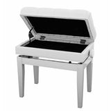 Steinhoven - Symphony Adjustable Piano Stool With Book Storage (Polished White)