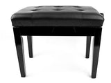 Sonata Black Piano Stool Adjustable with Black Vinyl Button Top Polished Ebony - 1to1 Music