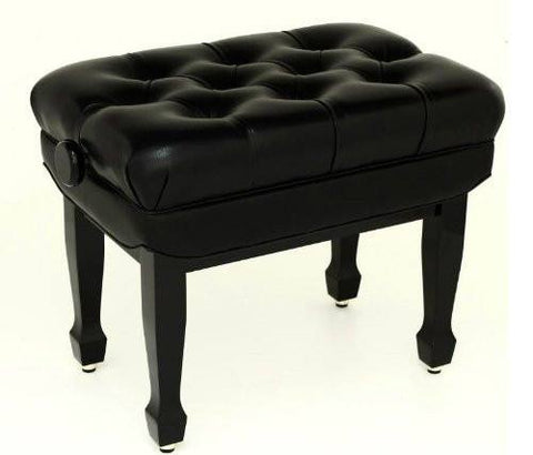 Maestro Adjustable Polished Ebony Piano Stool with Real Leather - FS606PEL - 1to1 Music