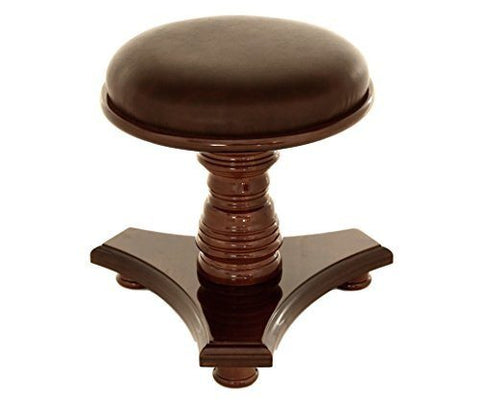 Round Seat Piano Stool Fixed Height with Premium Padding - Polished Walnut - 1to1 Music