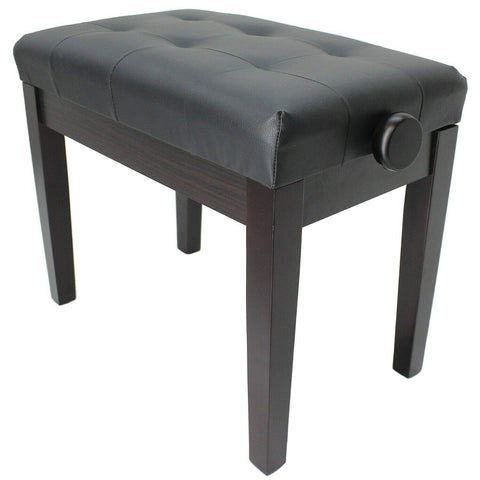 Sonata Piano Stools Bench (Adjustable with Vinyl Button Top) - Polished Ebony - 1to1 Music