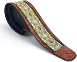 Handmade Psychedelic Jacquard Retro 70's Style Guitar Strap by VTAR, Made with Vegan Leather. For Acoustic, Bass and Electric (Silver Psychedelic) - 1to1 Music