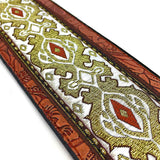 Handmade Psychedelic Jacquard Retro 70's Style Guitar Strap by VTAR, Made with Vegan Leather. For Acoustic, Bass and Electric (Silver Psychedelic) - 1to1 Music