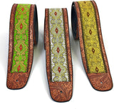 Handmade Vegan Psychedelic Jacquard Retro 70's Style Guitar Strap by VTAR, Made with Vegan Leather. For Acoustic, Bass and Electric (Yellow Psychedelic)) - 1to1 Music