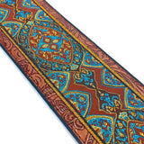 Handmade Retro Psychedelic "Renaissance" Collection 60's 70's Guitar Strap by VTAR, Made with Vegan Leather. For Acoustic, Bass and Electric (Teal and Gold) - 1to1 Music