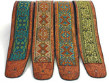 Handmade Retro Psychedelic"Renaissance" Collection 60's 70's Guitar Strap by VTAR, Made with Vegan Leather. For Acoustic, Bass and Electric (Gold Floral) - 1to1 Music