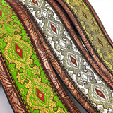 Handmade Vegan Psychedelic Jacquard Retro 70's Style Guitar Strap by VTAR, Made with Vegan Leather. For Acoustic, Bass and Electric (Yellow Psychedelic)) - 1to1 Music