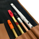 Dannan Brown Vegan Flute / Tin Whistle  / Recorder Roll Bag / Case Pouch for the 6 Whistles