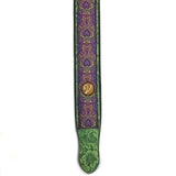 Retro Luxury Vegan Vtar Jacquard Guitar Bass Strap - Purple Green Trip