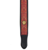 Retro Luxury Vegan Vtar Jacquard Guitar Bass Acoustic Strap - Rebel Red