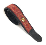 Retro Luxury Vegan Vtar Jacquard Guitar Bass Acoustic Strap - Rebel Red