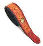 Retro Luxury Vegan Vtar Jacquard Guitar Bass Strap - Orange Red House