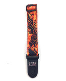 Vtar Orange Flame Tribal Dragon Design Acoustic Electric Vegan Guitar Strap with Adjustable Length - 1to1 Music